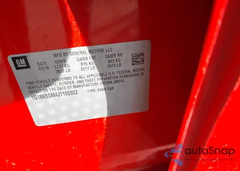 2018 Chevrolet Cruze Lt z USA, uszkodzony, nr VIN 1G1BE5SM4J7165932